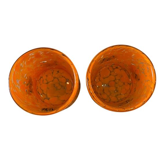 Halloween CAT Inlay Double Old Fashioned Glass Set of 2 Spooky Orange New - Picture 3 of 10